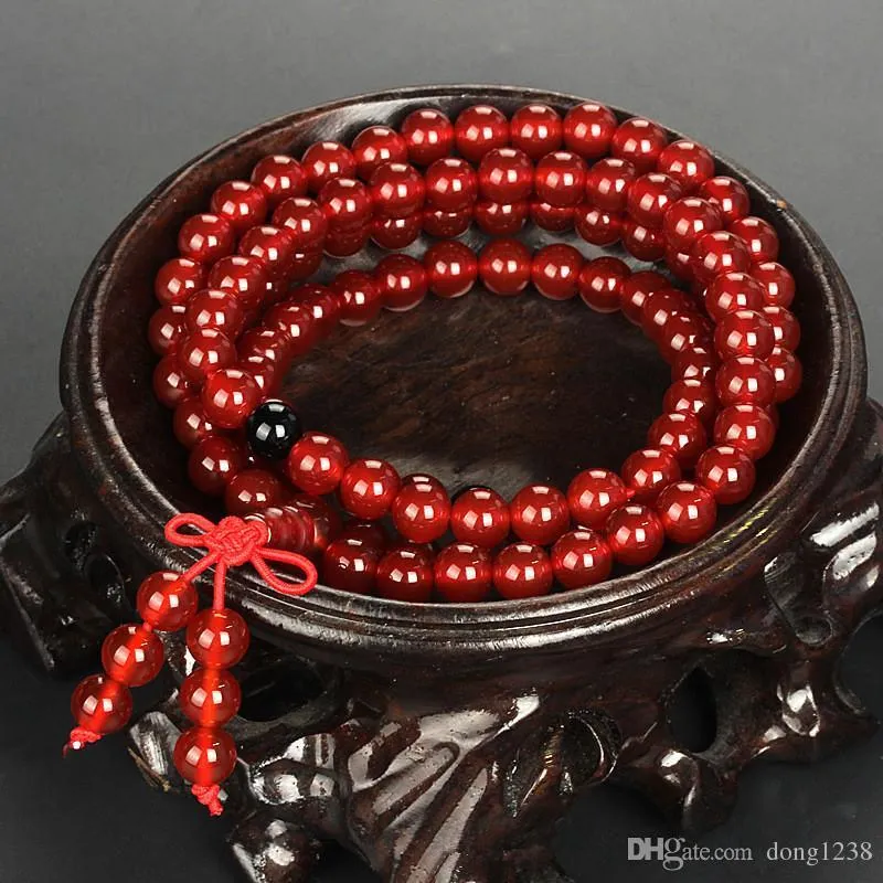 Brésil bracelet en agate rouge perles véritables chapelet agate rouge perles collier perles bracelet 4 cercle