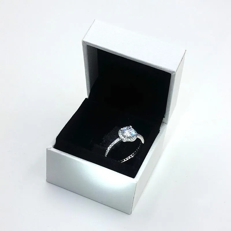 NUOVO LOGO dell'ANELLO del diamante della CZ dell'argento sterlina 925 Scatola originale per gli anelli dei monili di fidanzamento della fede nuziale di Pandora per le ragazze delle donne