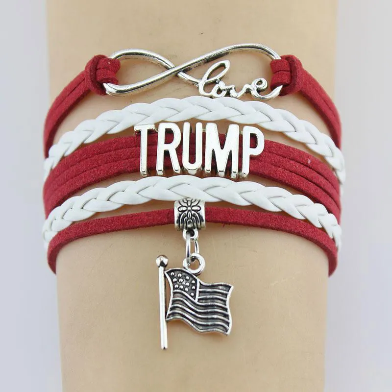 Trump 2020 Tkactwo Bransoletka Make America Great BEZPŁATNOŚĆ WRISTACJA PRZEMBURAMUSPANCE USA Banner Prezydent Moda Bransoletka Wybory Dostawy XD22813