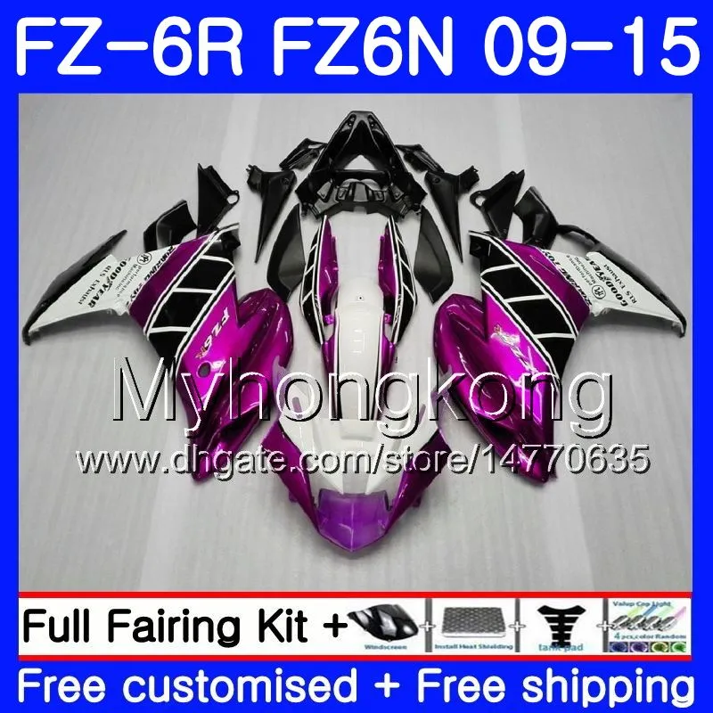 Kropp för Yamaha FZ6N FZ6 R FZ 6N FZ6R Rose Vit Hot 09 10 11 12 13 14 15 239HM.14 FZ-6R FZ 6R 2009 2010 2011 2012 2013 2014 2015 Fairings