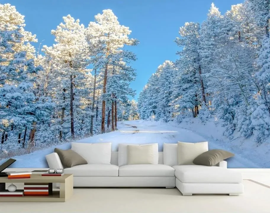 Carta da parati 3D personalizzata Pareti Scena di neve HD Carta da parati 3 d per pareti Qualsiasi stanza Sfondo Foto Carta da parati 3d Astratta