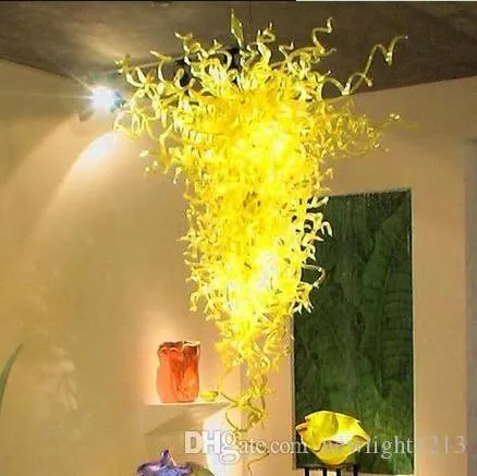 Galeria Art Lampy Lemon Żółty Duży DIY Ręka Craft Wisiorek Żyrandole Lekkie Kraj LED LED Lights Dmuchanie Szklany Żyrandol