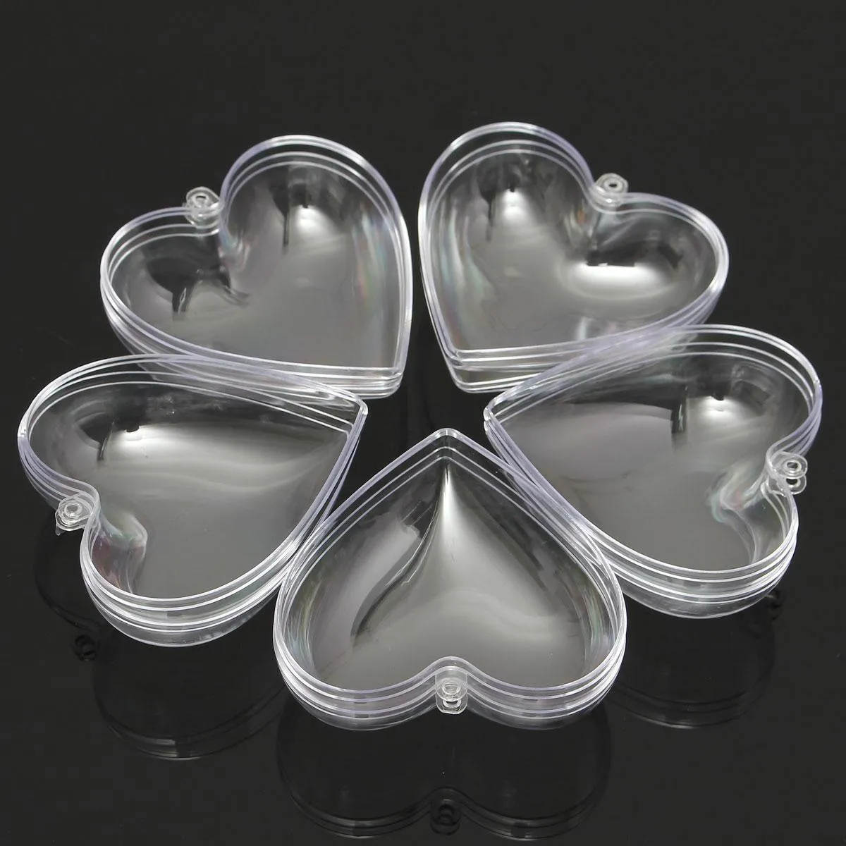 Wholesale- Heat Style Elegant 5 pcs/set Transparent Ball Heart Ornament universal Clear Bauble Candy Box Decor Wedding Party Craft Boutique