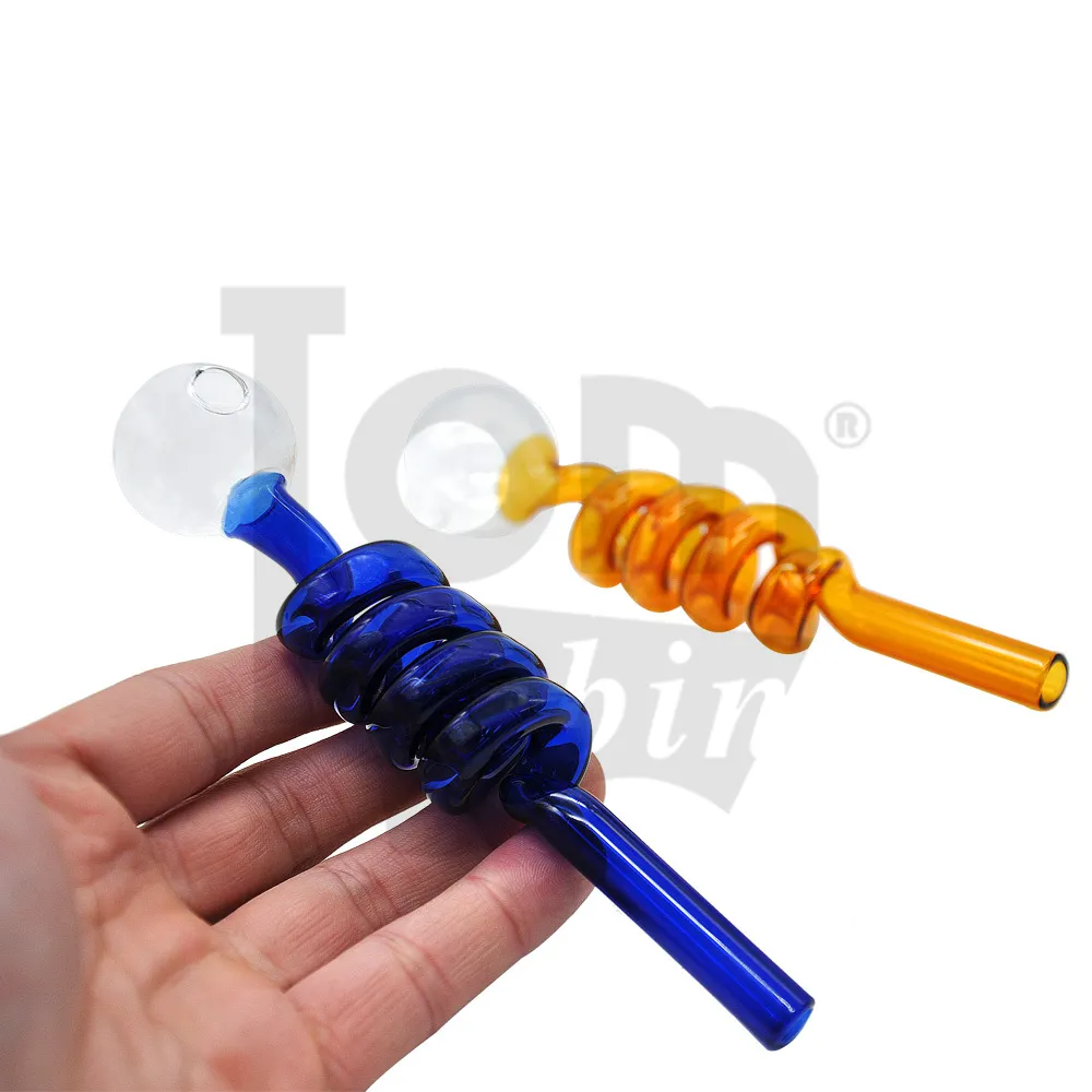 Glas Rökning Handtag Rör 126mm Mini Glasolja Brännare Rör Balanser Rökning Rör Glas Tobak Vattenrör Olje Rig Bong Dabber Tool