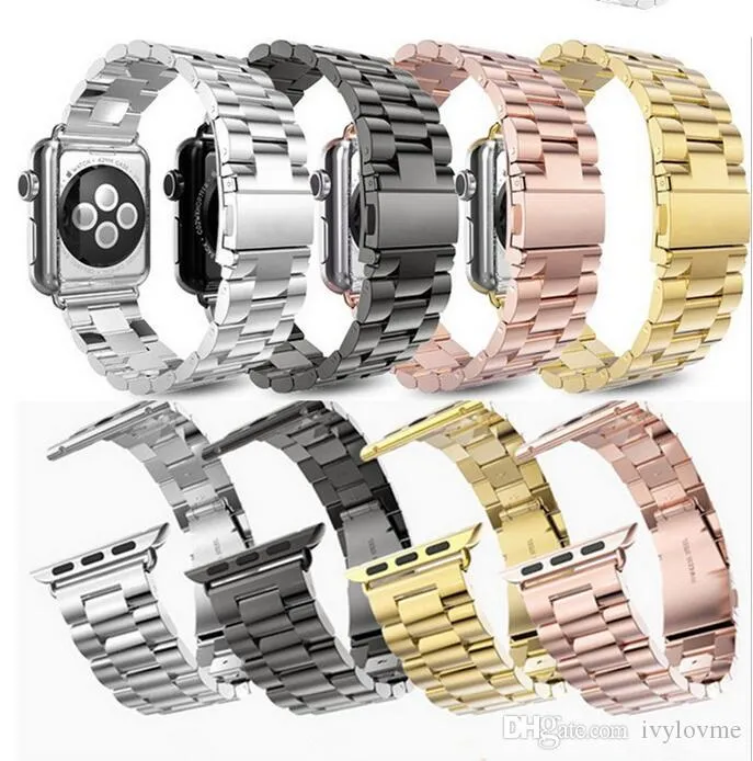 Byte av rostfritt stål Vaktband för Iwatch Series 1 2 3 4 Metal Wrist-band för Apple Watch 38mm 42mm 40mm 44mm
