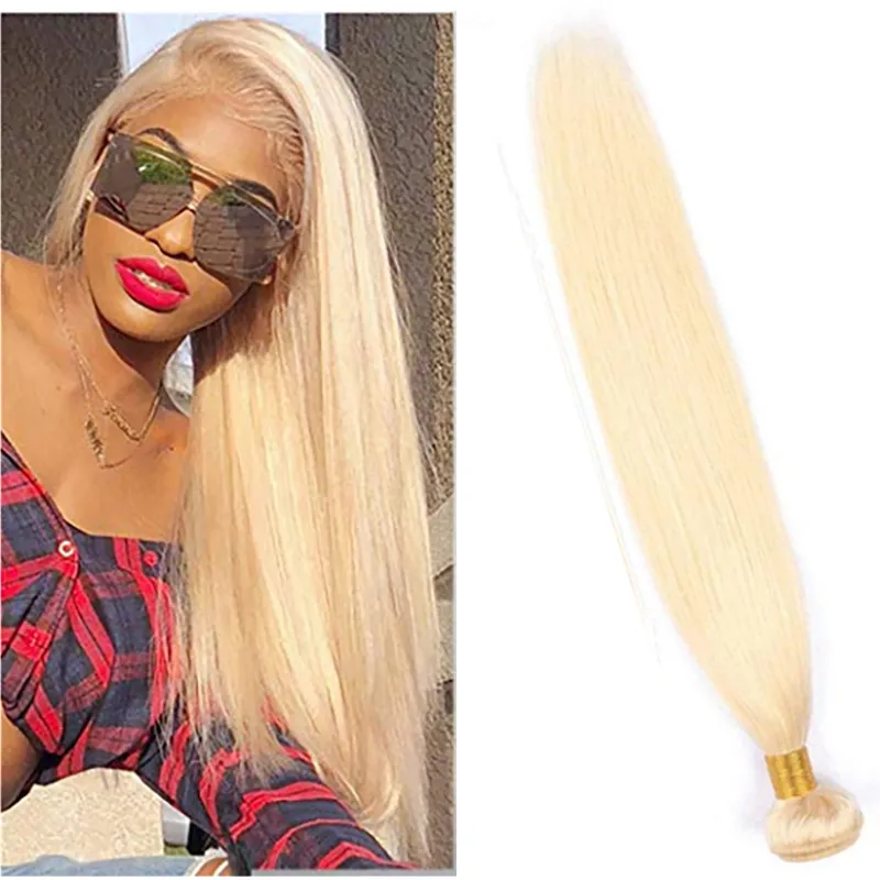 Mongoolse Raw Virgin Hair Blonde 613 # Menselijk Haar Steil Een Bundel Mink Haarproducten 10-32 inch Blonde kleur