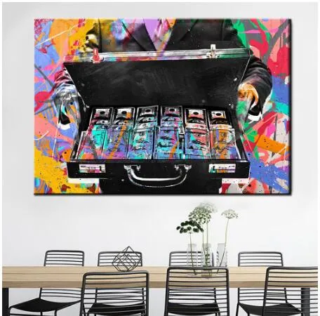 Drop Shipping Wandkunst Leinwand Bilder Kreative Idee Geld Kunst US-Dollar mit Box Leinwand Gemälde Poster Cuadros Dekor