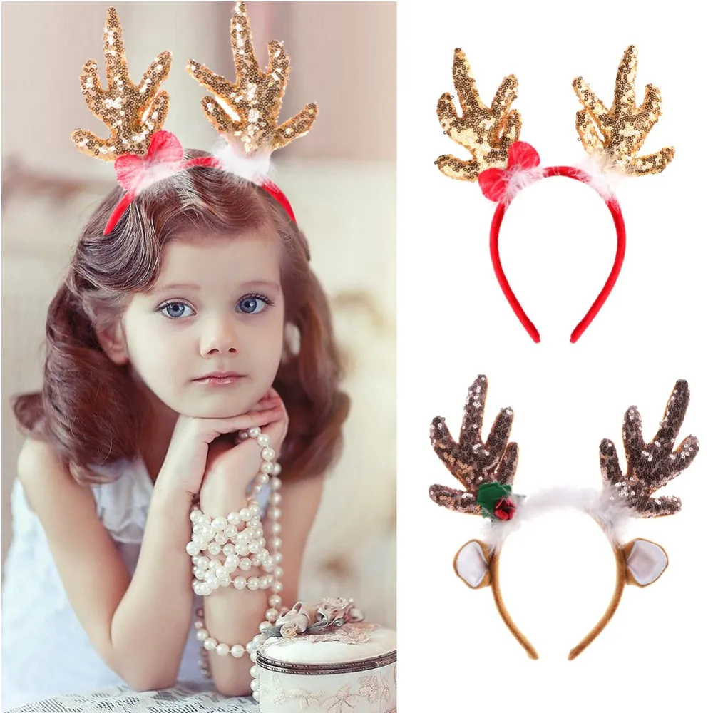 Rena de Christmas Headbands Cervo Chifres Cabeça Decorações de Natal na cabeça Acessórios de Cabelo Decorações de Ano Novo