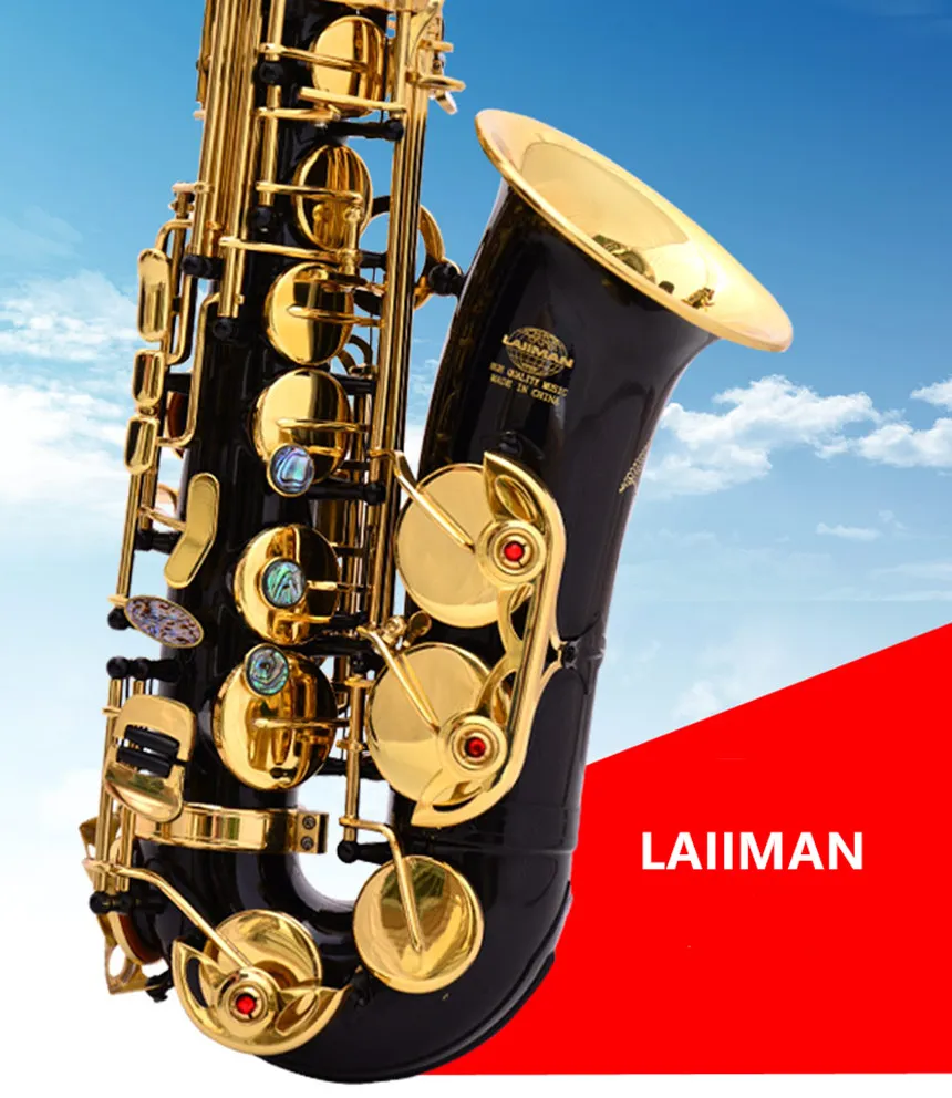 Hoge Kwaliteit Nieuwe Lehmann E-Flat Alto Saxofoon Muziekinstrumenten Zwart Lackquered Gold Key Professional Gratis verzending