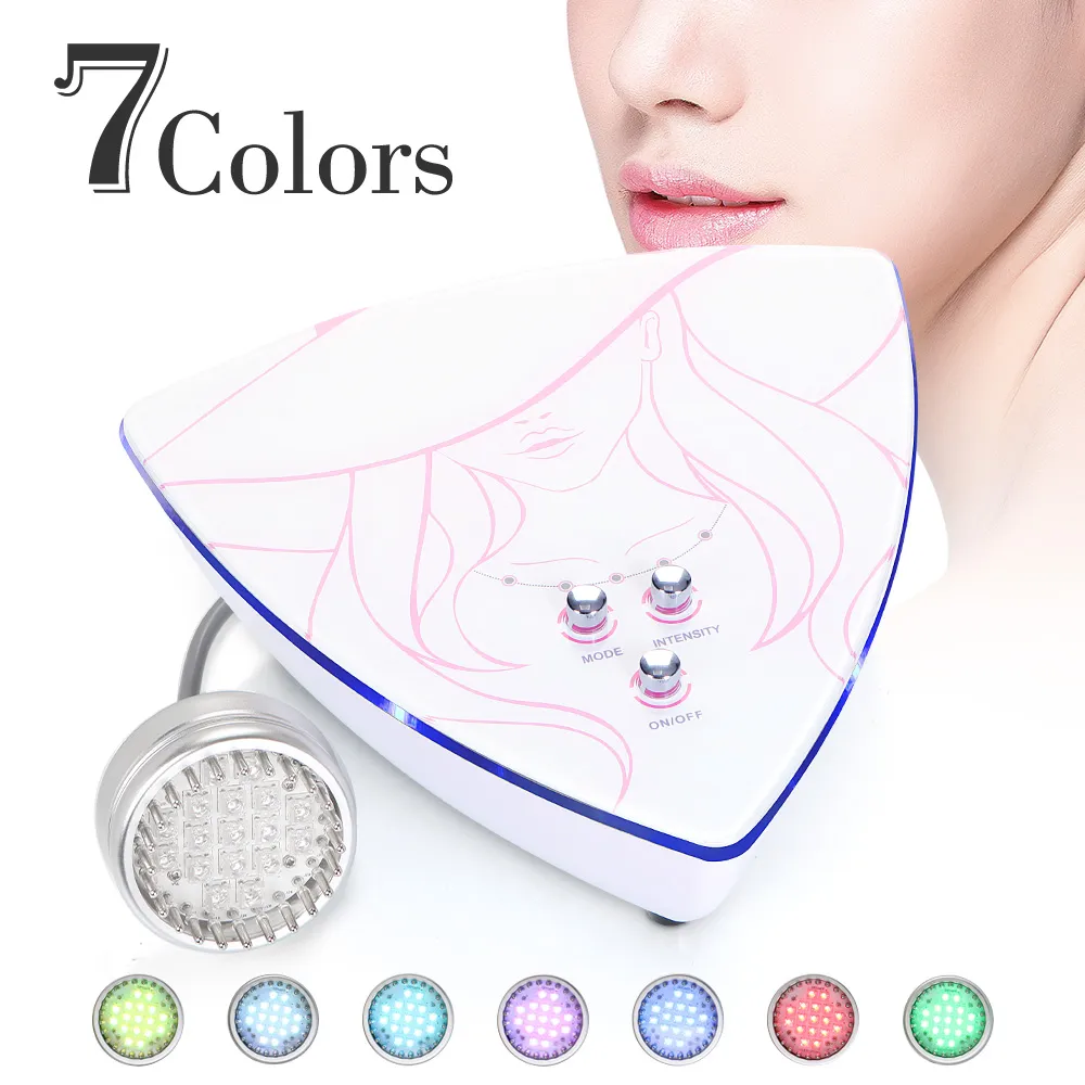 Stock New 7 cor luz LED Micro Current Machine Skin Rejuvenescent Face Levantando equipamentos de beleza