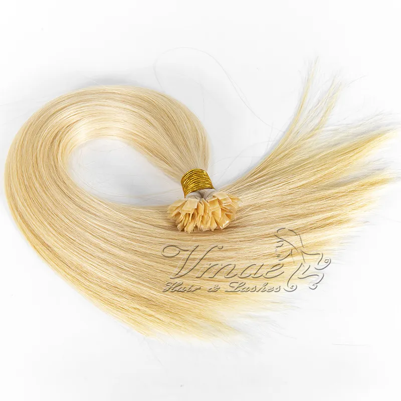 Ryska 1g Strand 100g Dubbeldragen blondin rak mänsklig keratin Pre Bonded Flat Tips Obehandlad Remy Virgin Hair Extension