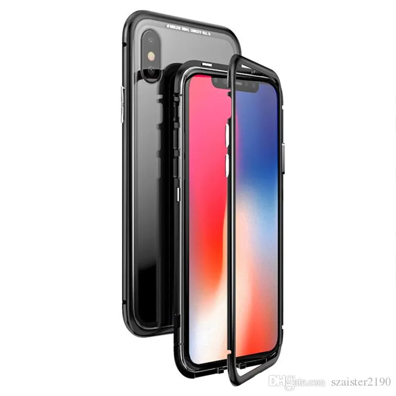 حقائب الامتزاز المغناطيسي ل iPhone x 7 8 زائد حالة الغطاء الخلفي الفاخر XS XR XSMAX المغناطيس الزجاج المقسى