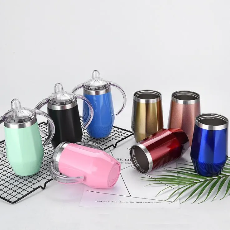 Baby Bottles Diamond Shaped Sippy Cups Stainless Steel Vacuum Insulated Milk Bottles Drinkware Bar Car Mugs 8 Colors CCA11761-A 10pcs