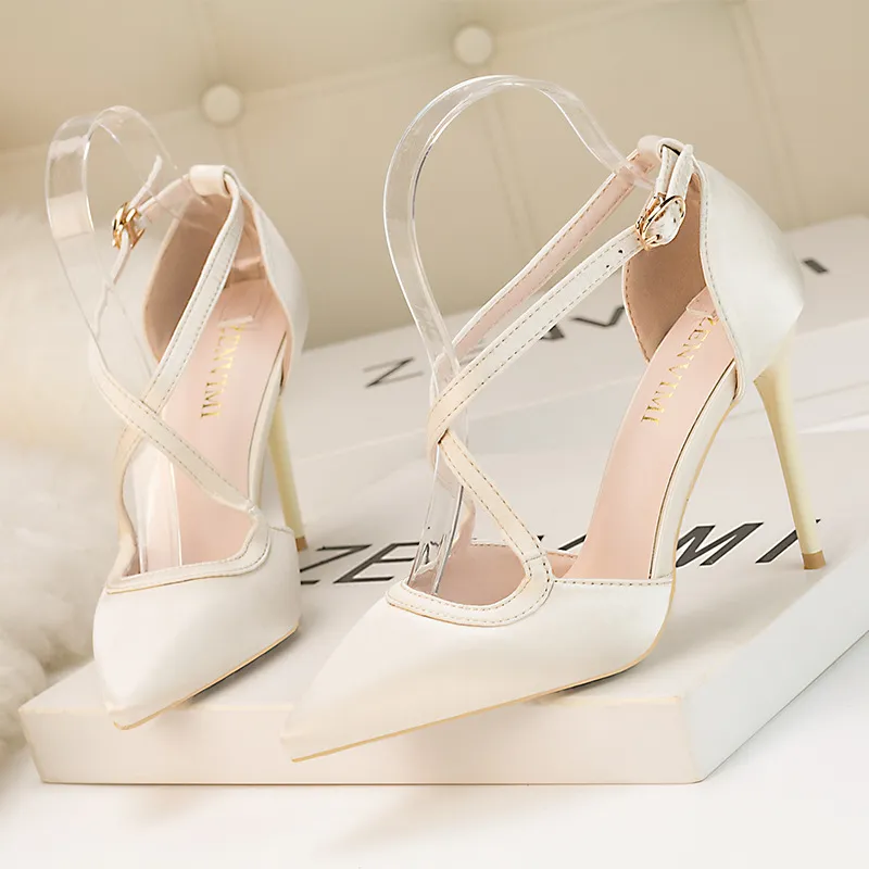 European and American style fashion with super high heel women`s sandals satin cross strap sexy nightclub was thin dress shoes sandals