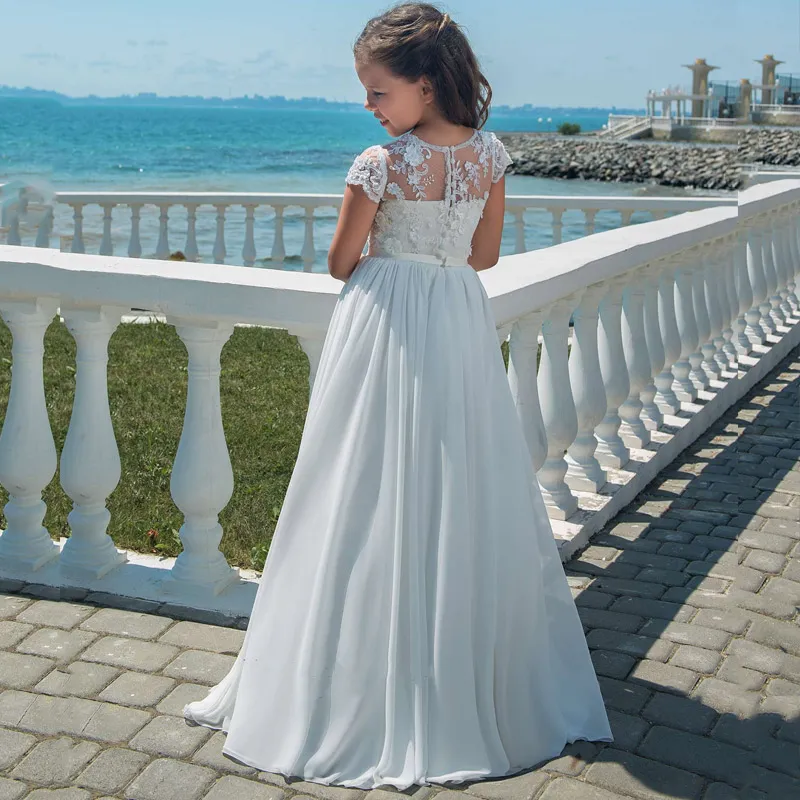 White chiffon flower girl dress clearance