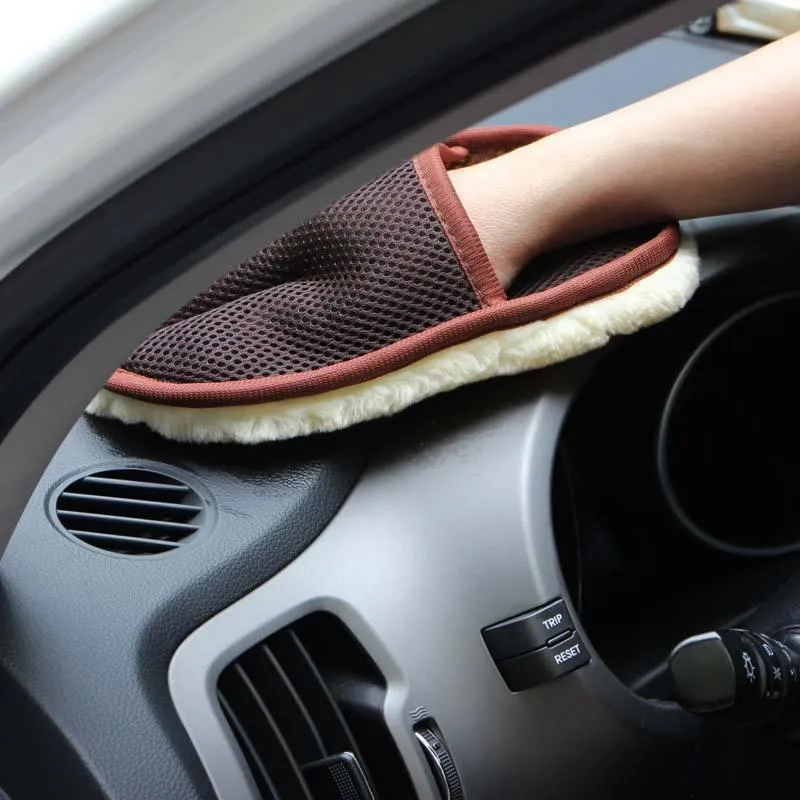 Sıcak Satış Araba Bakımı Temizleme Fırçaları Parlatma Mitt Fırça Süper Temiz Yün Araba Yıkama Eldiven Yumuşak Bakım Temizleme Aracı
