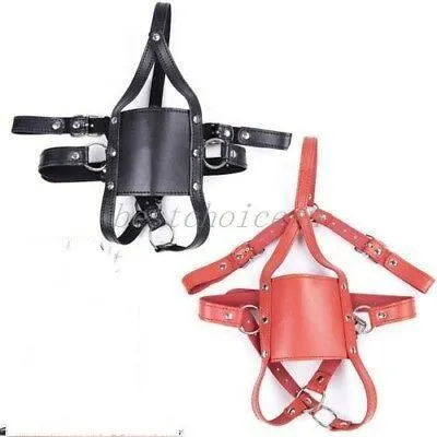 Bondage Gothic Slave Leather Mouth Mask Open Gag Head Restraits Harness Prisoner Face A876