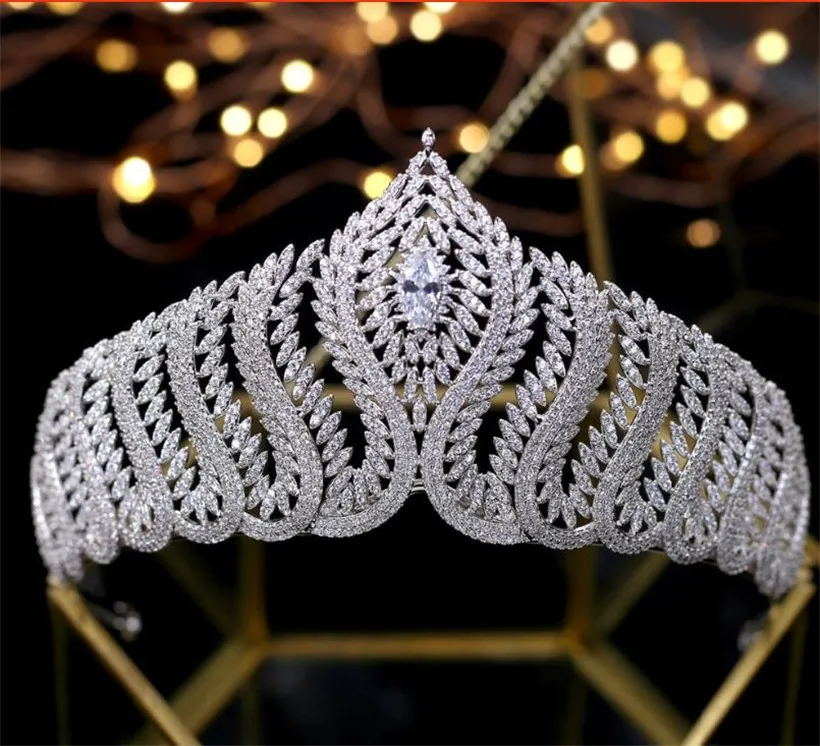 Elegante regina corona zircone diadema spettacolo matrimonio sposa donne capelli gioielli accessori copricapo fascia argento ornamento da ballo copricapo