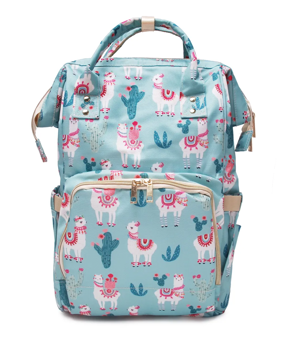 Wholesale Supplier Llama Diaper Backpack Canvas Diaper Mummy Bag Baby Care Packs With Cute Sheep Elements DOM-1081276