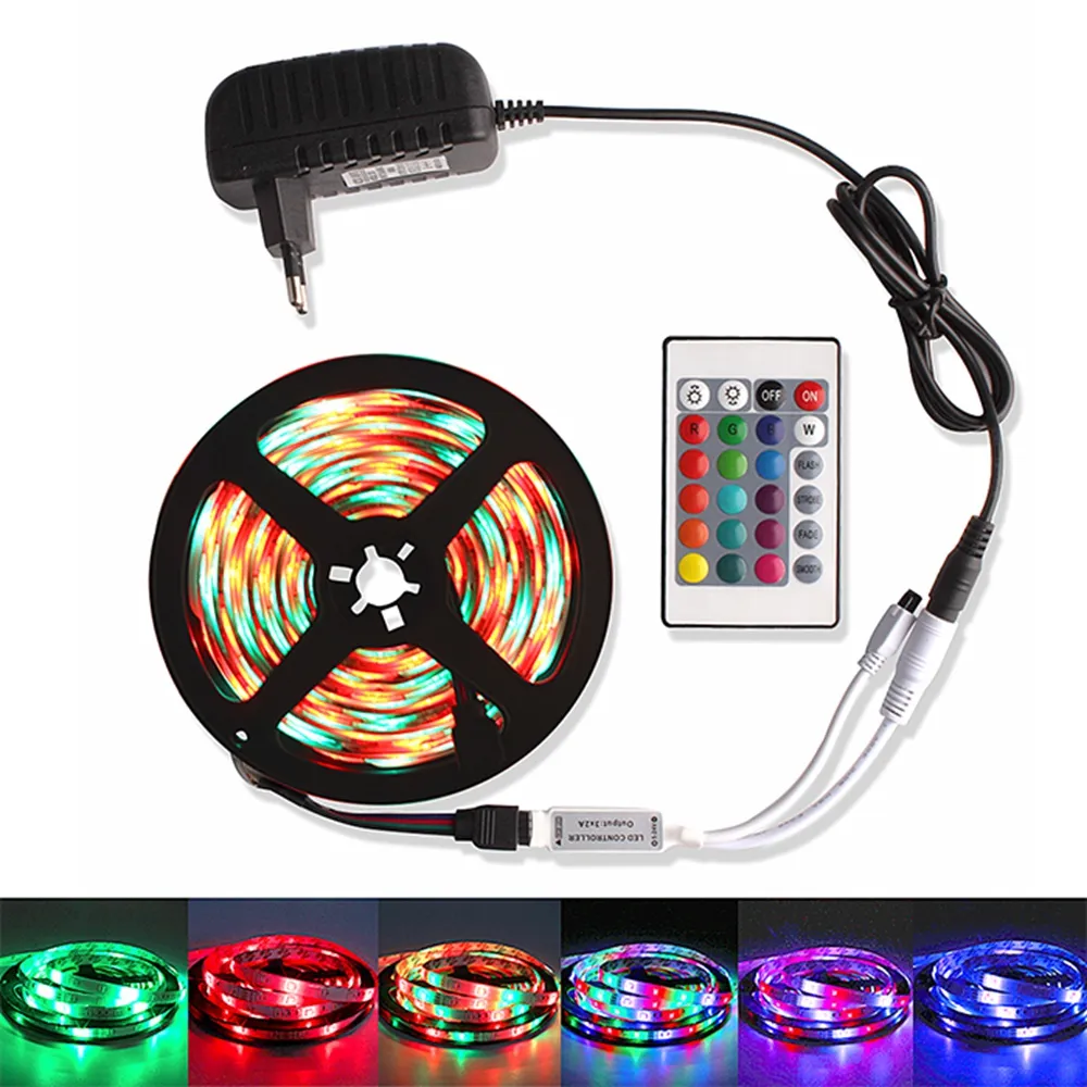 5M RGB Led Strip Light 2835 DC 12V 60 LEDs/M Waterproof Flexible Ribbon Led  Light Strips Tape Lamp IR Controller + Power Adapter From 9,32 €