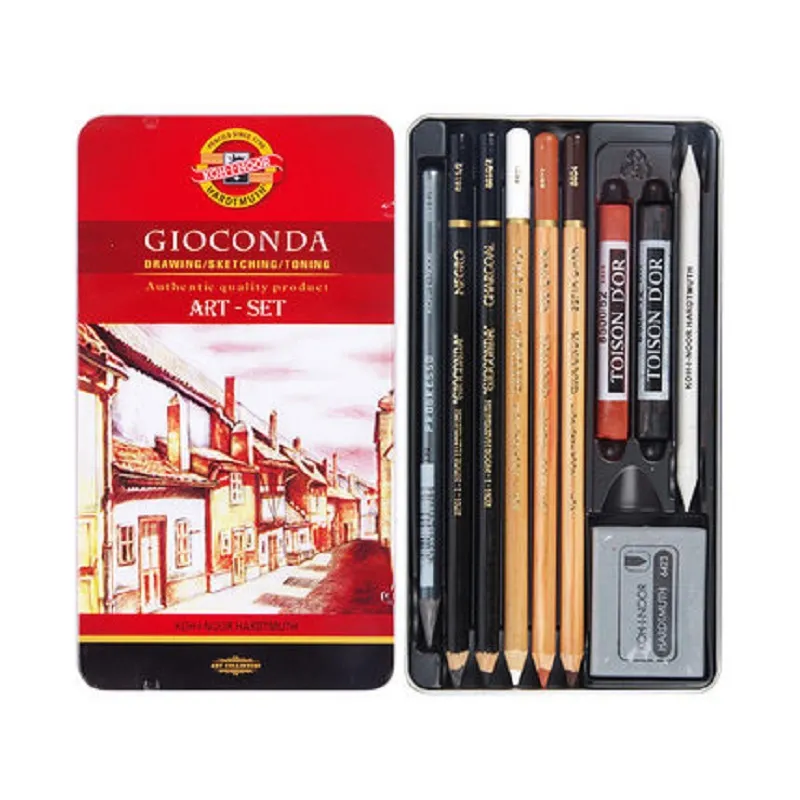 GIOCONDA desenho esboçar tonificação arte-set Sketch Master Art Set Mestre Charcoal Pencil Sketch Set com caixa de ferro