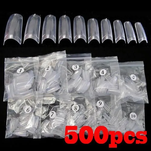 500st Clear French Acrylic Artificial False Half Fake Nail Art Tips Makeup DIY1615279