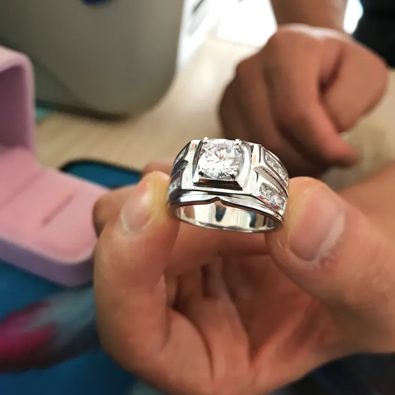 Mens sterling silver rings with cubic zirconia sales