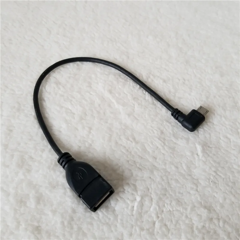 Ângulo esquerdo de 90 graus Micro USB macho para USB A fêmea com função OTG para U Disk Android Phone preto 25 cm