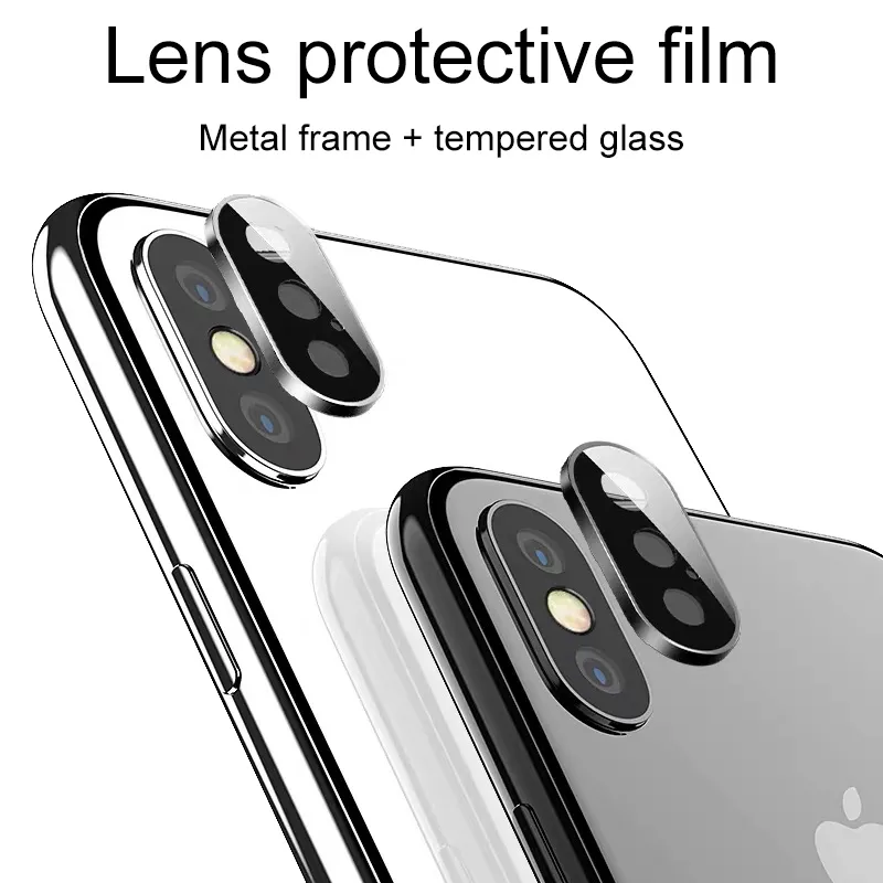 Camera Lens Screen Protector voor iPhone XS MAX XR X 3D Achterste Ring Metalen Achtertemperatuur Gehard Glas Film Beschermende Cover met Pakket