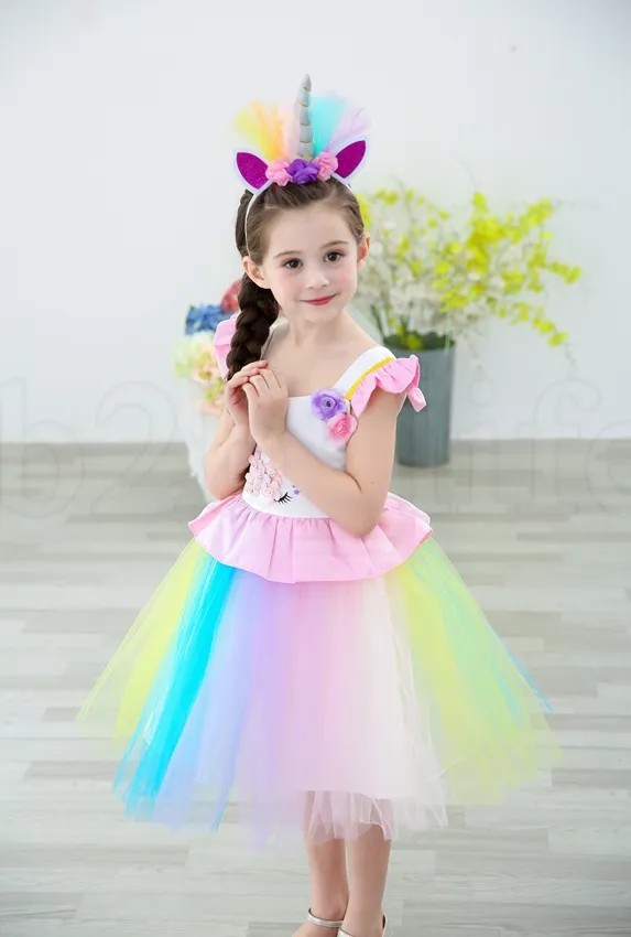 Fille Licorne Robes Princesse Filles Cosplay Dress Up Costume Enfants Parti  Tutu Robe Vêtements Enfants Fleur Vêtements Robe KKA6568 Du 11,27 €