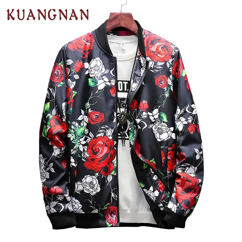 2018 New Rose Bomber Jacket Men Jaqueta Masculina Mens Casual Jackets Coat Chaquetas Hombre Windbreaker Casaco Masculino 5XL