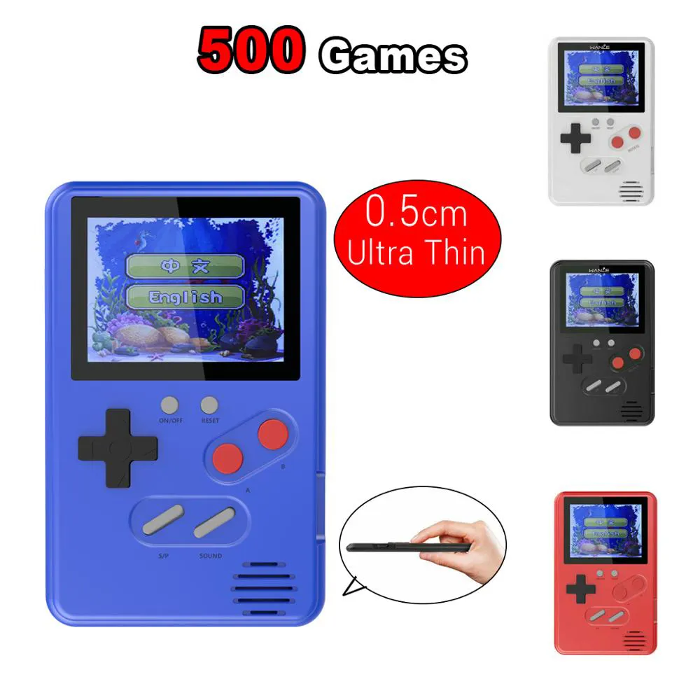 Consoles de jeux portables Ultra-minces de 0.5cm, écran couleur, consoles de jeux de mémoire d'enfance, 500 en 1