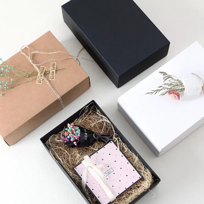 Lot De 16 Boîtes Cadeaux Carrées En Kraft Noir - 10x10x10 Cm - Emballage Mariage, Anniversaire, Fête - 8