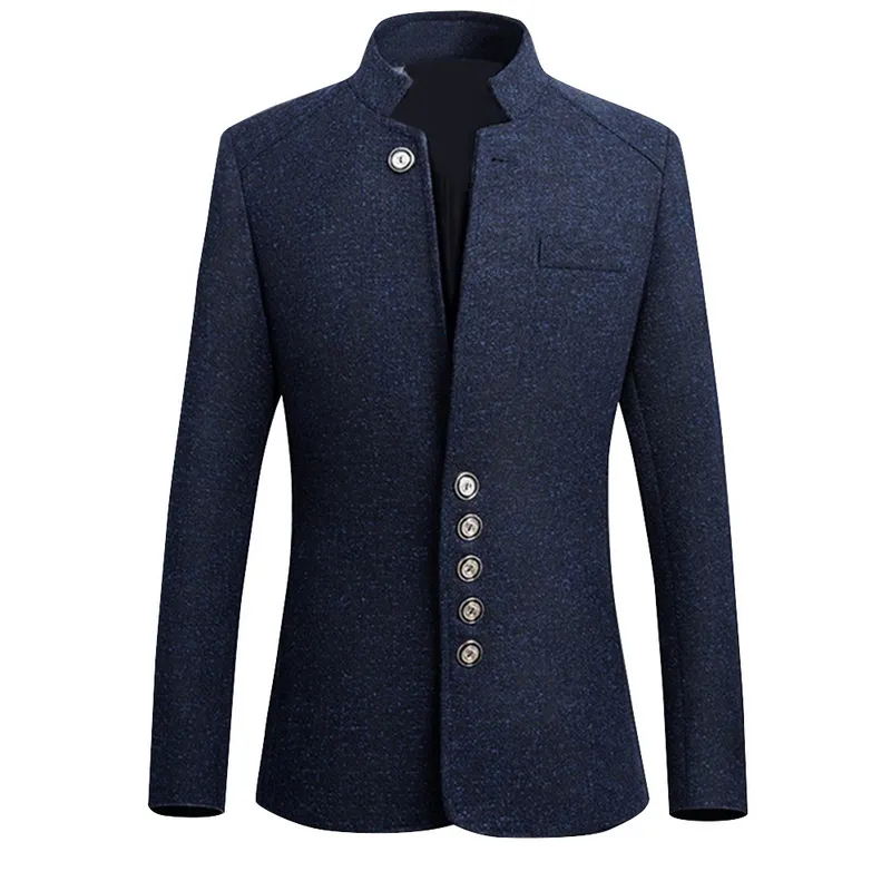 Heflashor 2018 Brand New Vintage Blazer Mężczyźni Chiński Styl Business Casual Płaszcze Stojak Kołnierz Mężczyzna Blazer Slim Mens Blazer Jacket