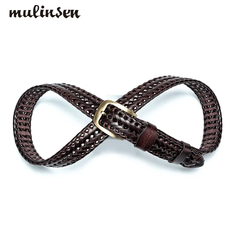 Mulinsen Belt Brand Pin Buckle Belts for Men Genuine Leather Braided Woven Belts Designer Belt Female Strap Sport Luxury