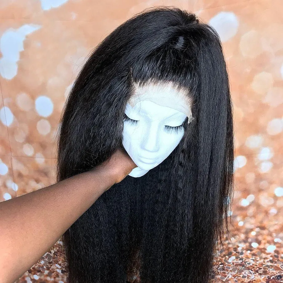 PAFF Yaki Kinky Straight Full Lace Wig Brazilian Remy Human Kinky