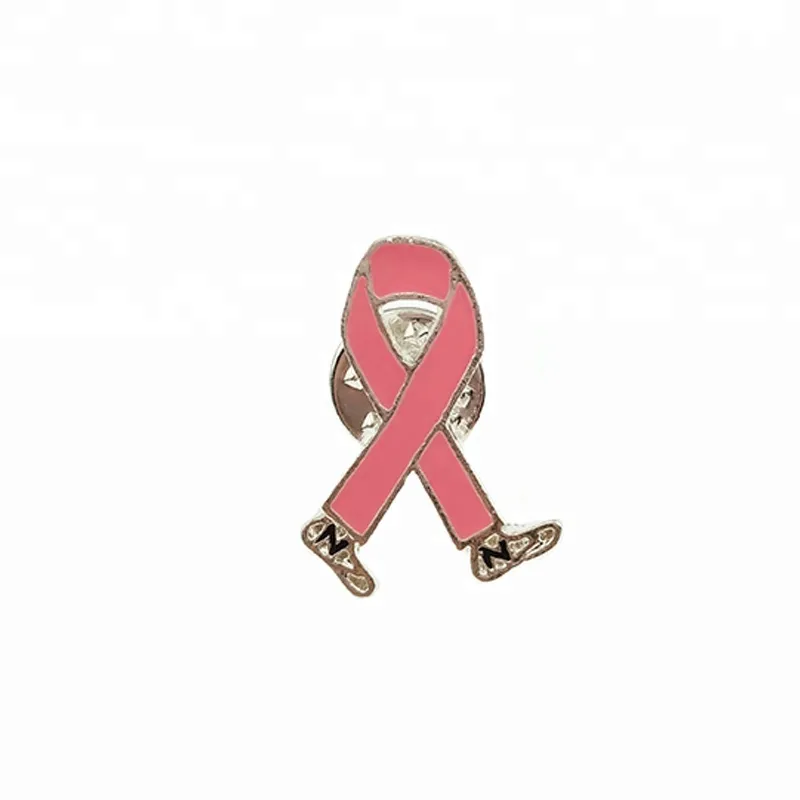 100 pçs/lote broche de fita de esmalte rosa de conscientização do câncer de mama broche de lapela