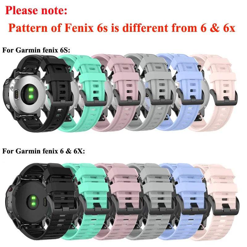 Correa de reloj de 26, 22 y 20mm para Garmin Fenix 6 6s 6X Pro 5 5X Plus, correa de silicona para reloj Fenix6 Fenix5, correa de muñeca Easyfit de liberación rápida