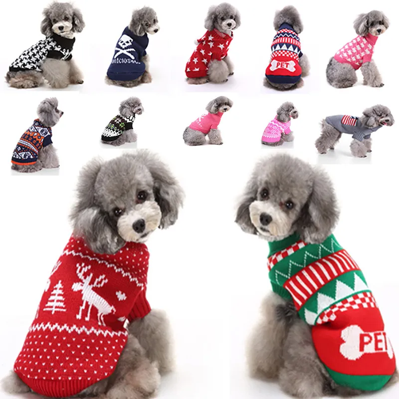 Hondenkleding voor Halloween kerst rendier sneeuwvlok pompoen schedel puppy huisdier kostuums kleding gebreide bovenkleding jas trui xD21582