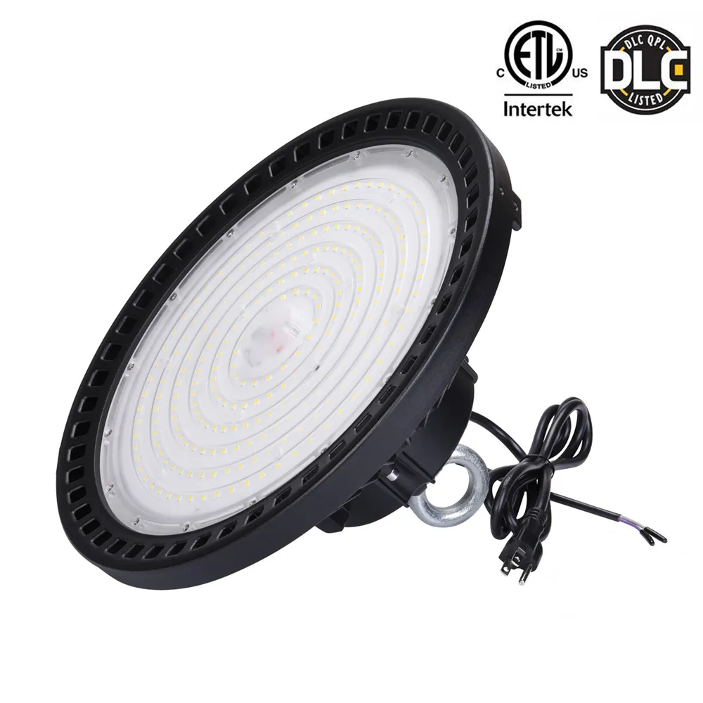 1–10 V dimmbare UFO-LED-HighBay-Leuchten, 5000 K, 240 W, 200 W, 150 W, LED-High Bay-Licht für Garage, Werkstatt, Industrielager, IP65, 150 lm/W