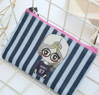 Hot sell-2023 candy color striped cosmetic bags/coin purses/wallets holders