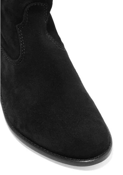 Women Genuine Black Leather Isabel Crisi Suede Ankle Boots New Classic Marant Fashion Show  Booties Shoes