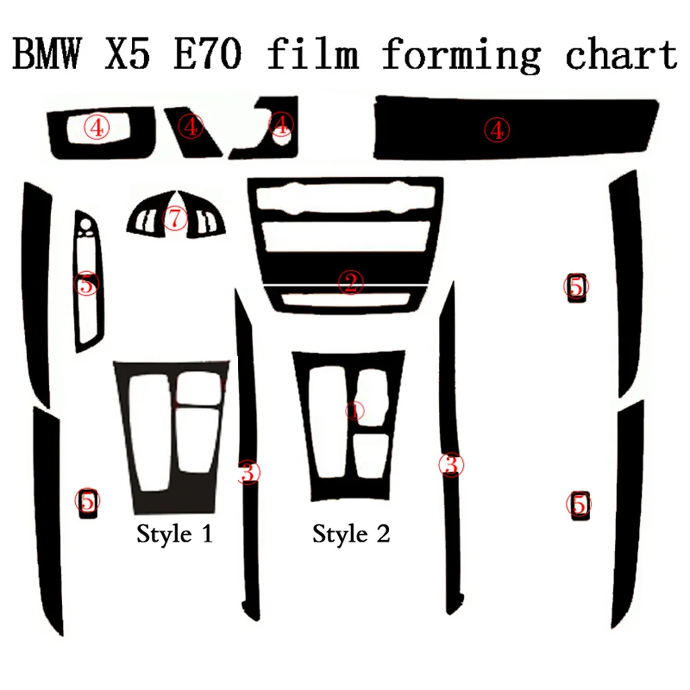 För BMW X5 E70 X6 E71 2007-2014 Självhäftande bilklistermärken 3D 5D Kolfiber Vinylbil klistermärken och dekaler Bilstyling Accessorie321M