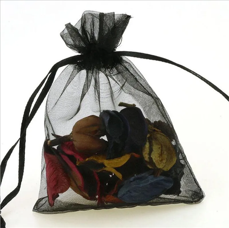 15x20cm Black Bolsas Regalo Saquinho de Organza Embalagem Bolsas de Organza Saco de Tule Pochette Tulle Bonbon Tassen 200pcs / lot