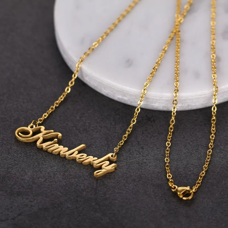 Personalized Custom Name Necklace Gold Stainless Steel Letter Customized Necklaces For Women Girls Charm Jewelry Bridesmaid Gift