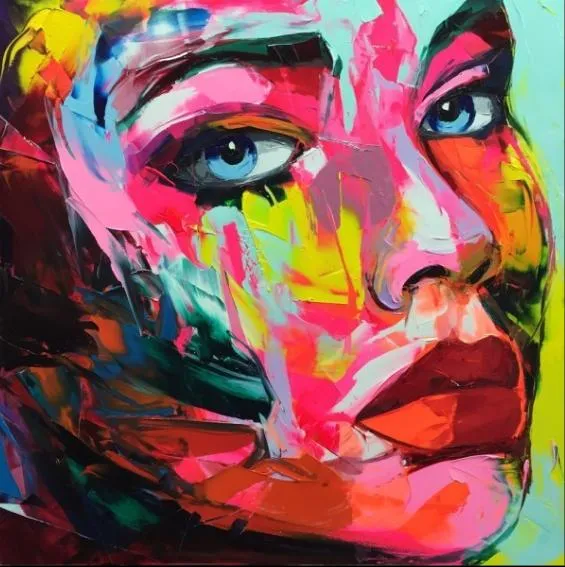 Francoise Nielly Palette Knife Impression Home Artwork Modern Portrait Handmade Oil Painting on Canvas Concave and Convex Texture Face004