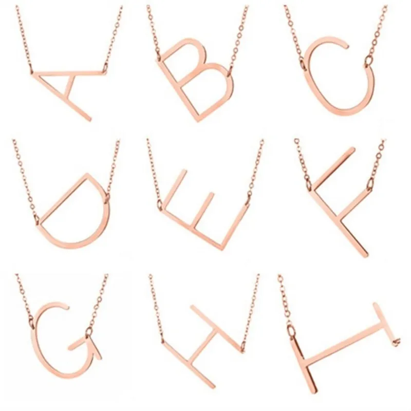 26 Collane con ciondolo iniziale lettera A-Z per donne Ragazze Oro rosa Oro argento Colore lungo grande lettera Collana con pendente Gioielli dichiarazione DHL