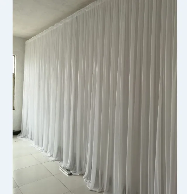 4 8m Pure White Fabric Backdrop Drapes Gardiner Bröllopsceremonin Event Party Stage Bakgrund för bröllopsdekoration1778