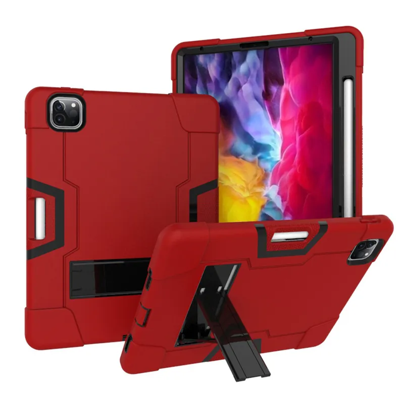 Vattentät Soft Silicone Tablet Väska till iPad Pro 11inch Heavy Duty Shocksäker Dubbelfärger Impact Armor Casual Protective Shell