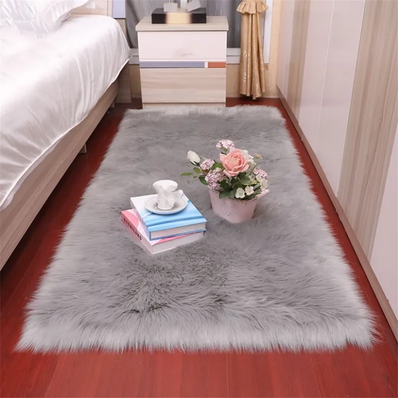 Tapis en peluche imitation peau de mouton, épais, européen, pour salon, canapé, chambre à coucher, fabricants, vente en gros, personnalisé, 80160cm